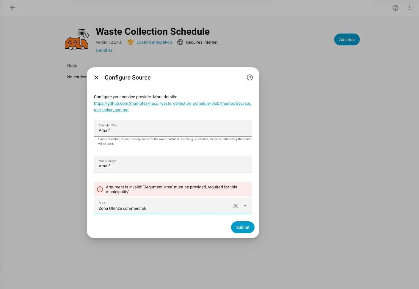 Configurazione sorgente comune in Home Assistant