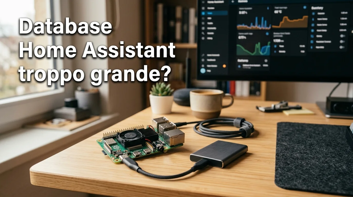 Raspberry Pi con SSD collegato per alleggerire il database del recorder in Home Assistant
