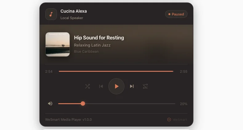 Media player Echo con le WeSmart Custom Cards