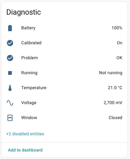 Entità di diagnostica dell'Aqara E1 in Home Assistant dopo il cambio batterie