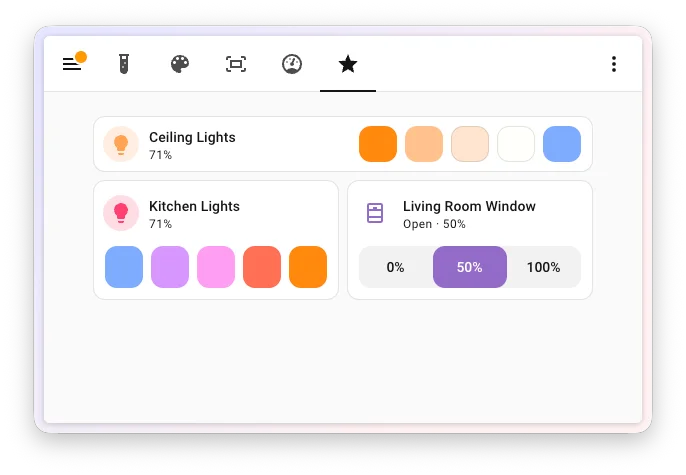 I colori preferiti come card feature sul dashboard di Home Assistant