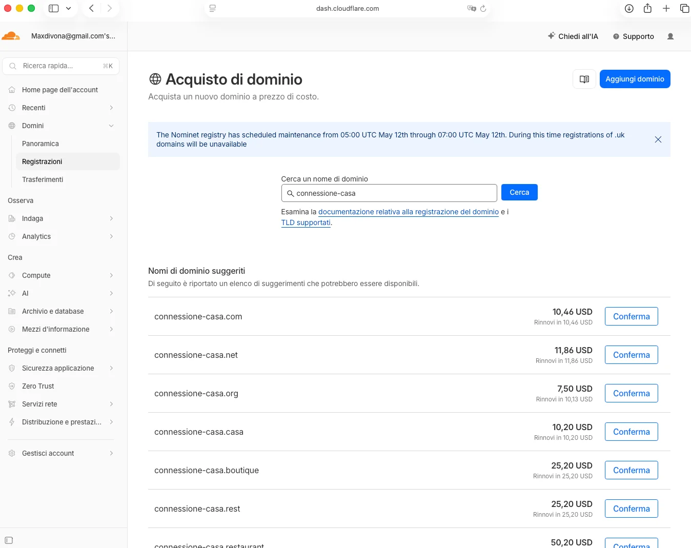 Cloudflare Registrar: dominio e tunnel nello stesso ecosistema, zero configurazioni DNS