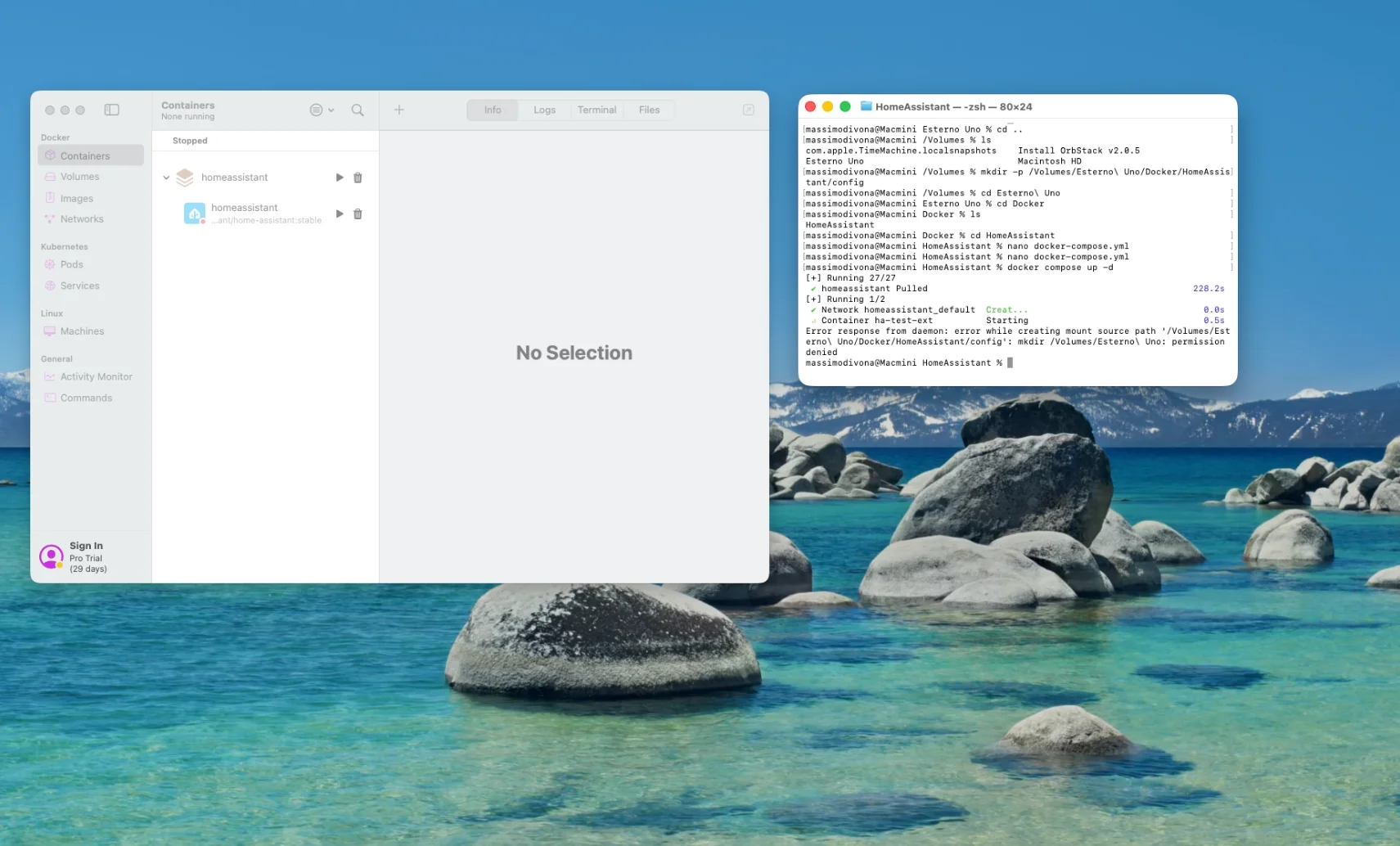 File docker-compose.yml con la configurazione di Home Assistant Container