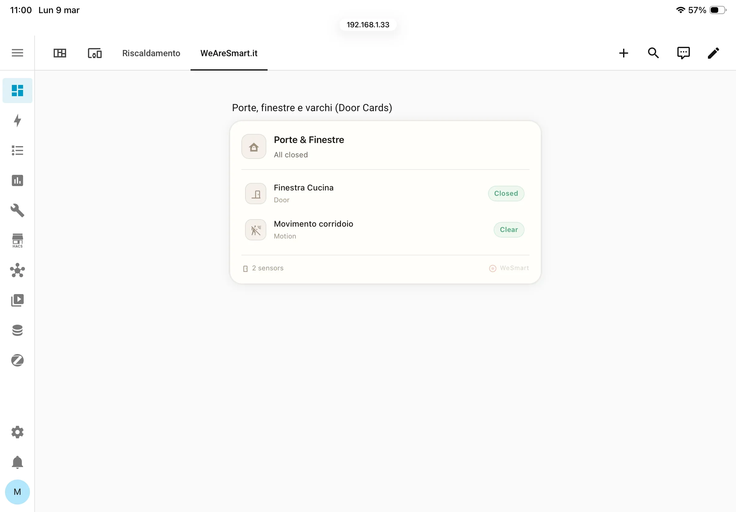 WeSmart Doors Card per Home Assistant - stato porte e finestre