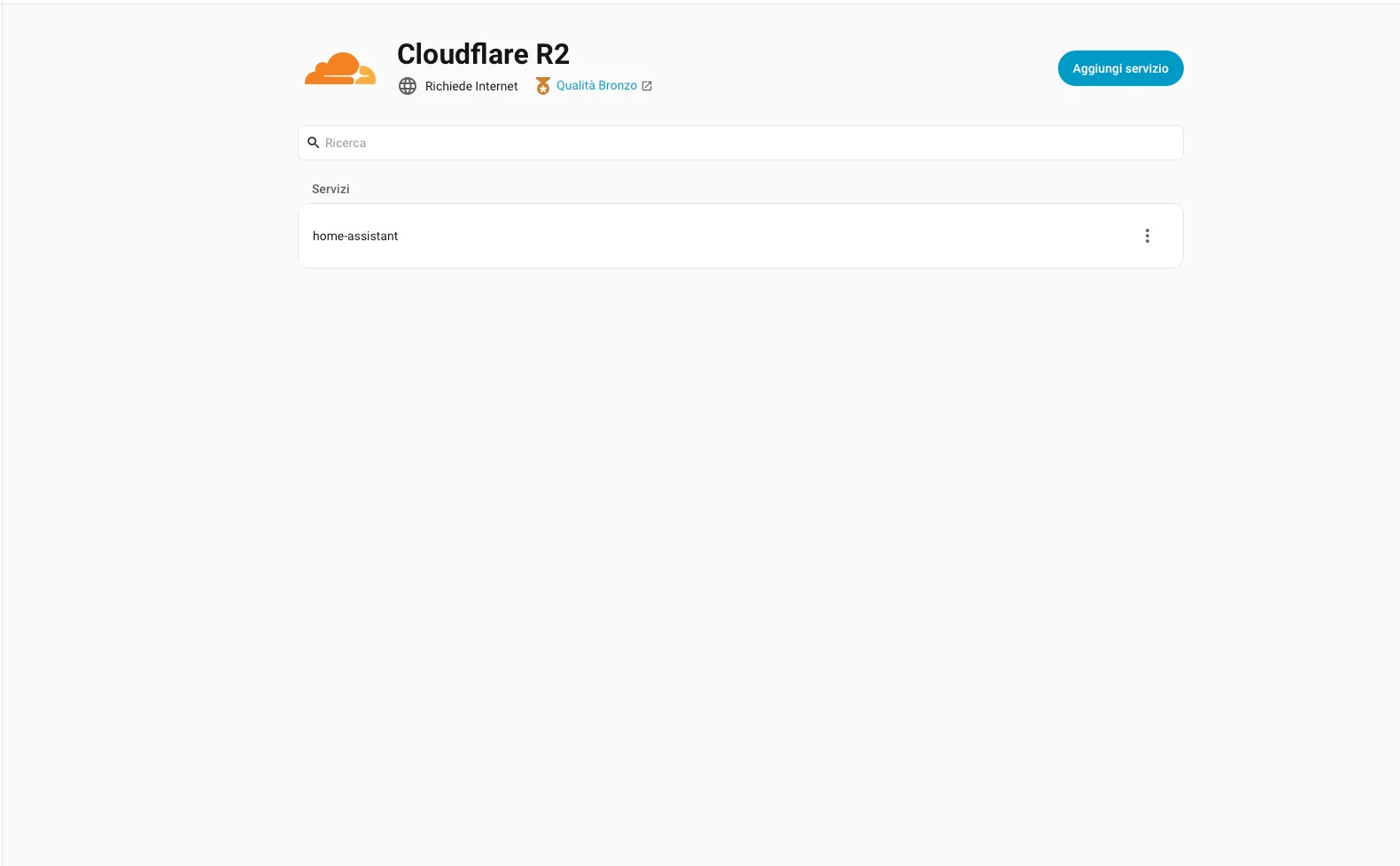 Integrazione Cloudflare R2 configurata correttamente in Home Assistant con connessione verificata