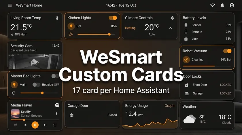 WeSmart Custom Cards per Home Assistant: 17 card con design minimal