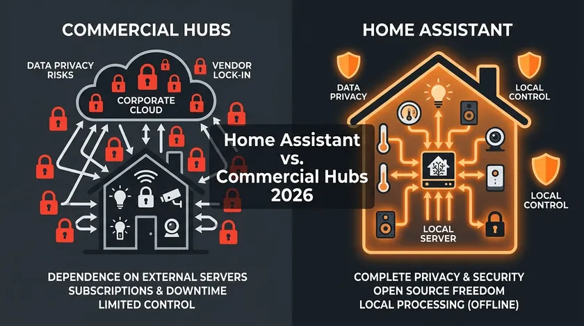 Home Assistant vs Google Home e Alexa: confronto hub 2026