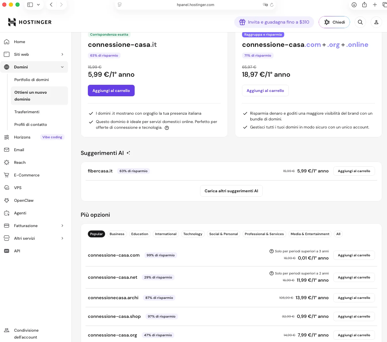 Hostinger: domini .com a partire da 0,01 euro il primo anno
