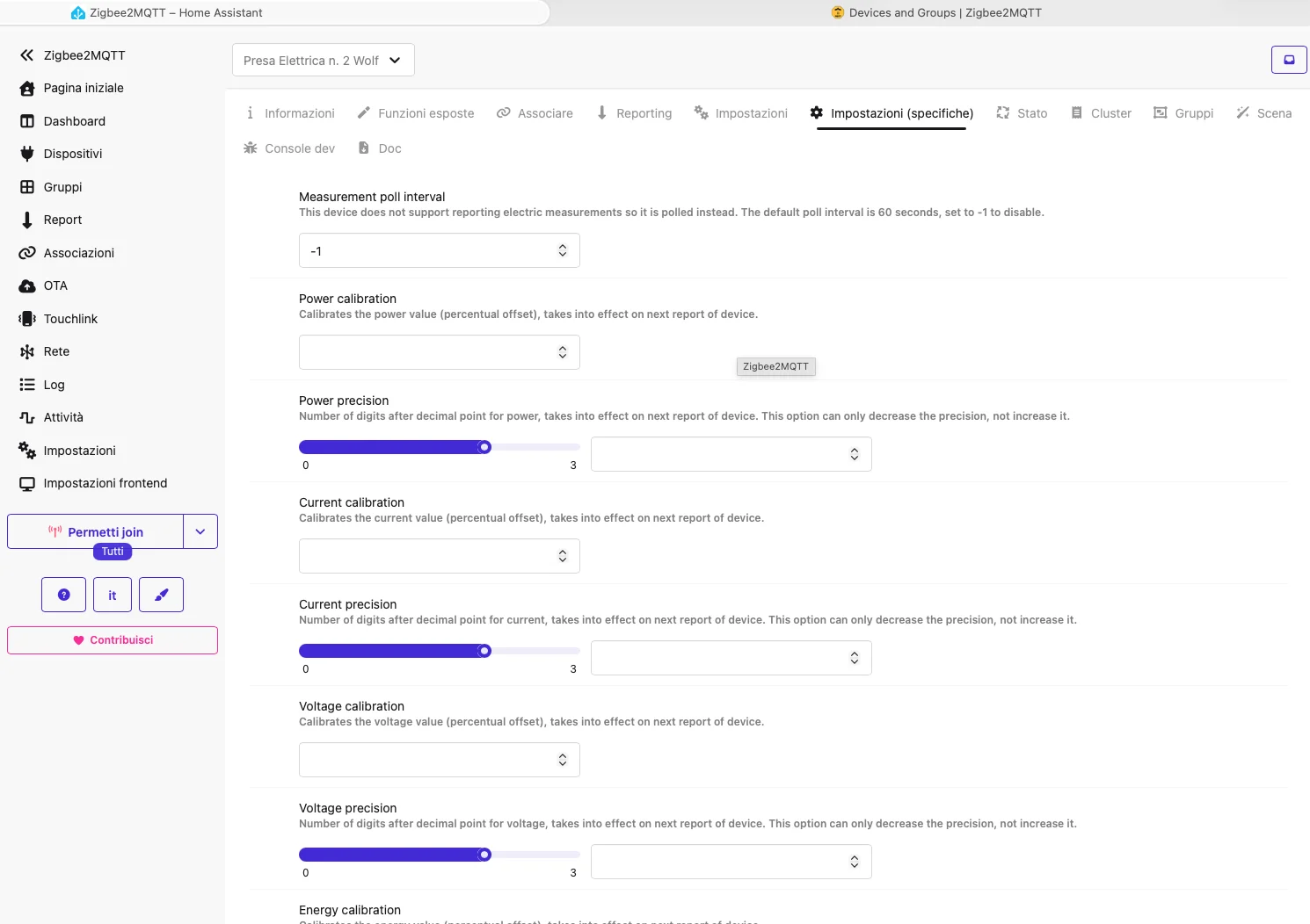 Impostazione measurement poll interval Tuya TS011F
