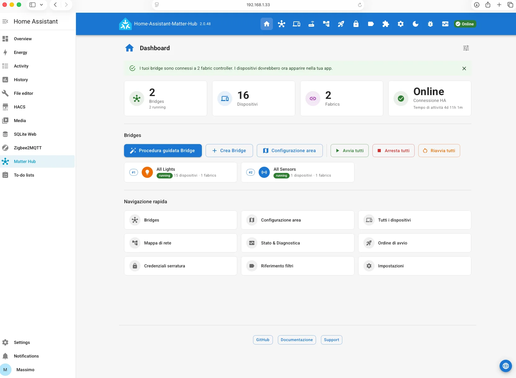 Home Assistant Matter Hub per esporre le entità ad Alexa