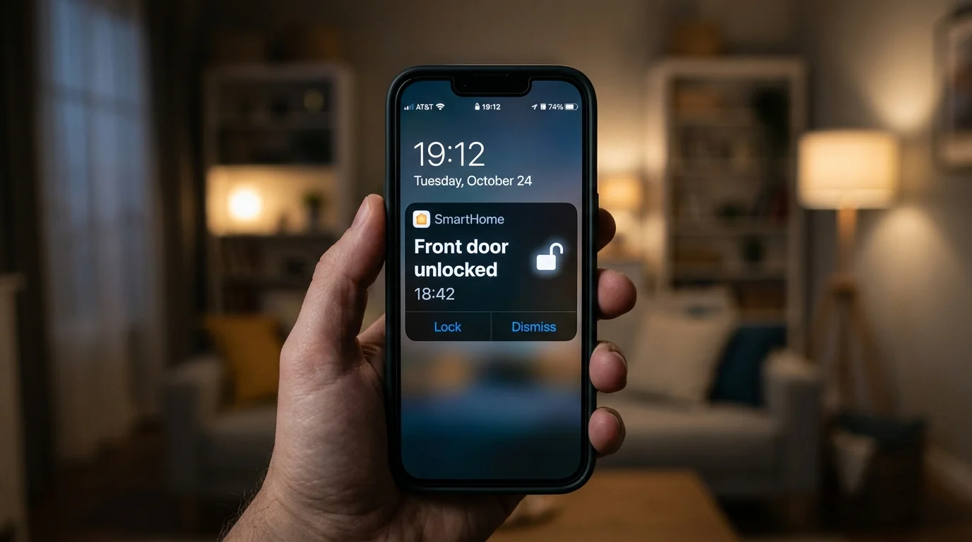 Notifica di accesso su smartphone con sistema domotico