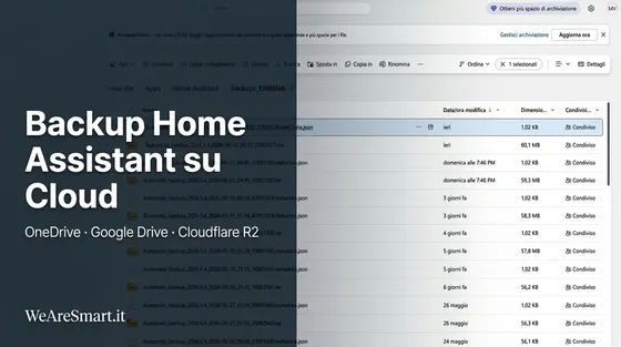 Backup Home Assistant su cloud: OneDrive, Google Drive e R2