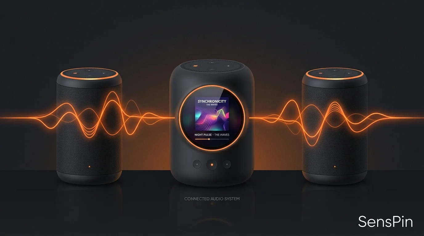 Demo SensPin con speaker sincronizzati e cover art album