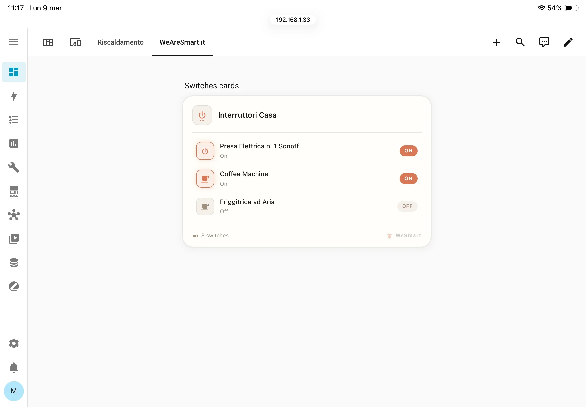 WeSmart Switches Card per Home Assistant - gestione switch multipli