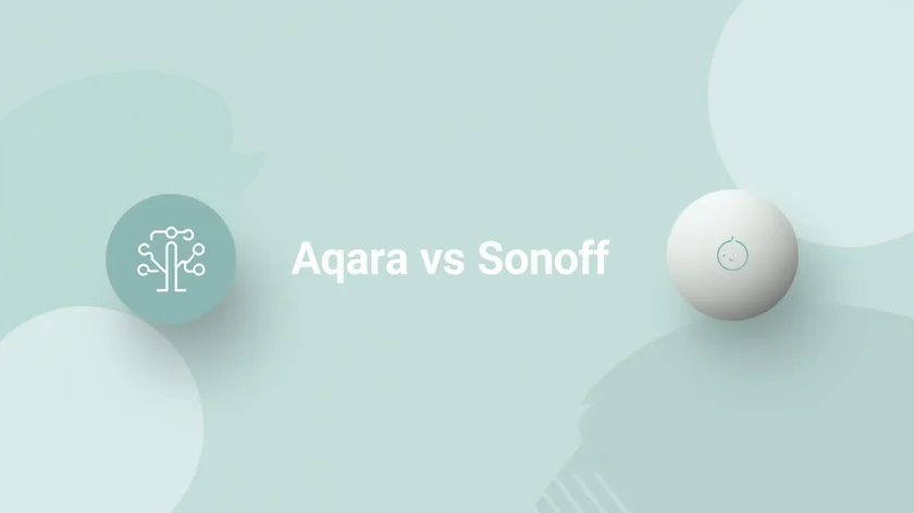 Valvola Aqara vs Valvola Sonoff scritta su sfonfo teal