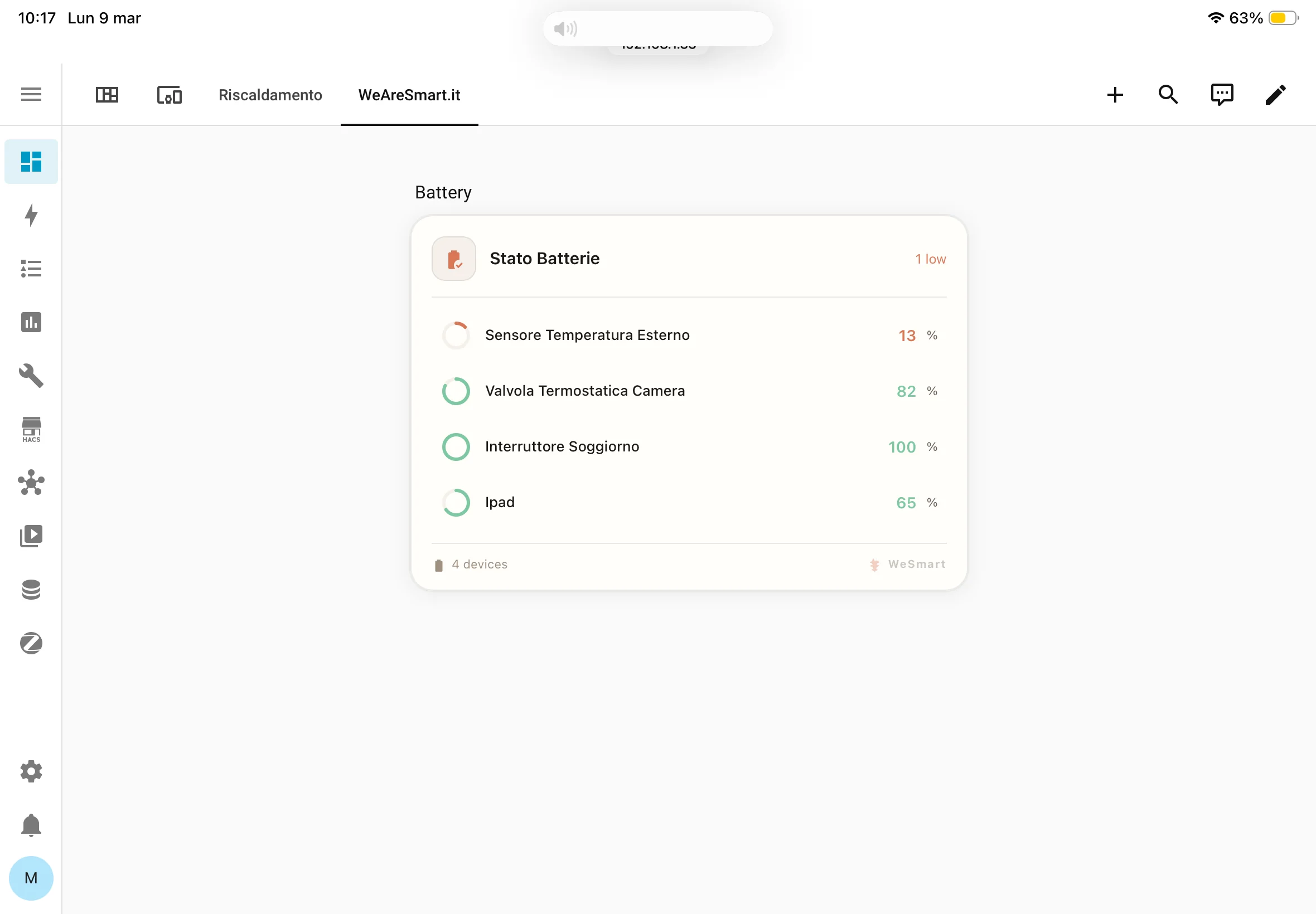 WeSmart Battery Status Card per Home Assistant - monitoraggio batterie