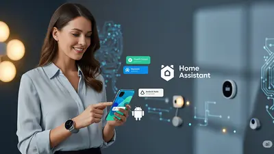 Giovane donna che interagisce con app companion android per home assistant