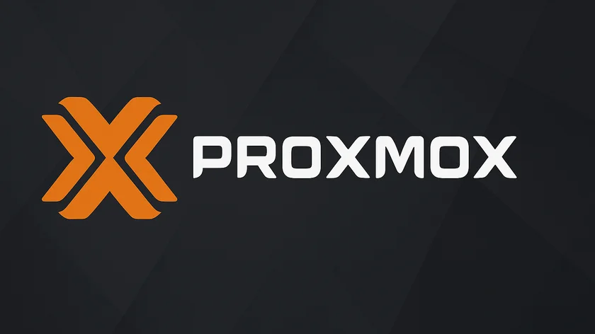 Logo e scritta di proxmox su sfondo nero 
