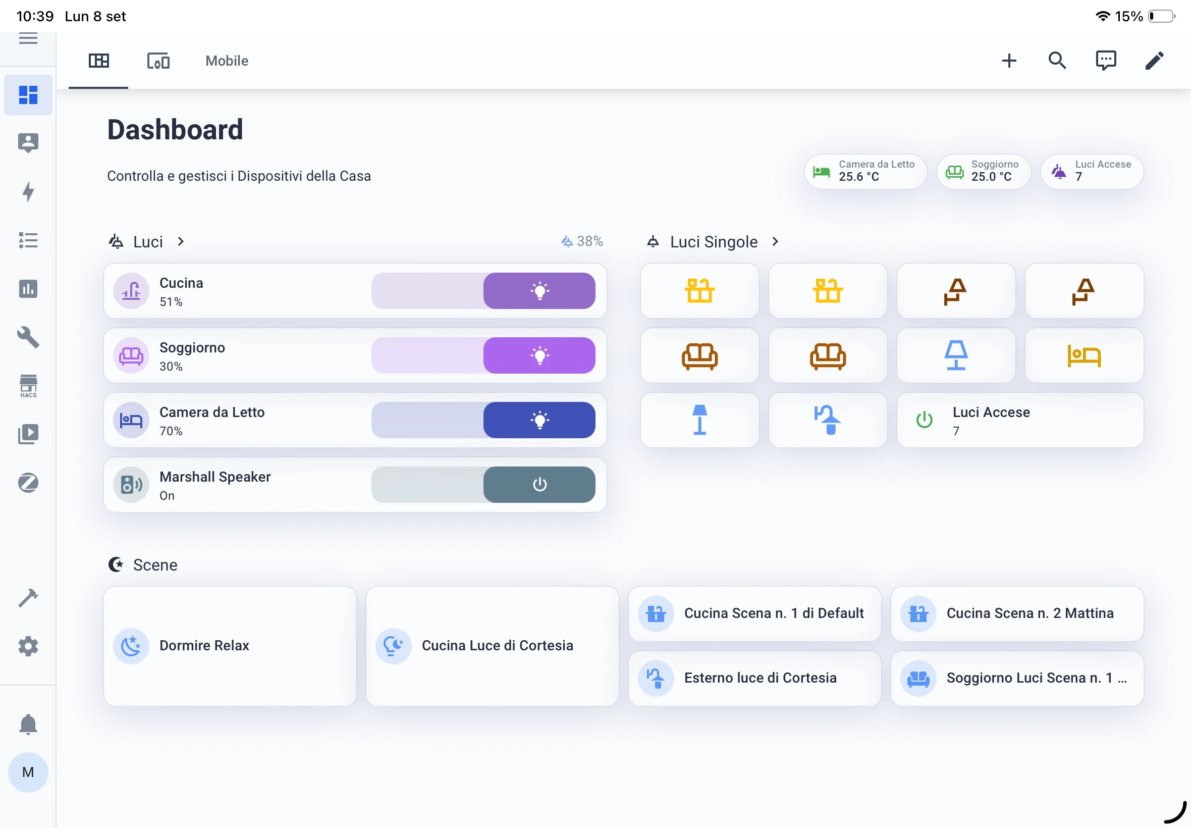 Dashboard liquid Glass tema personalizzato Home Assistant